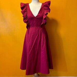 Kate Spade Purple Ruffle Sleeveless Backless Midi Dress - Size 4